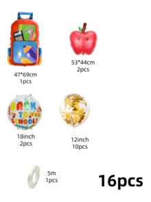 16 piezas Globos con forma de mochila y lápiz de película de aluminio, decoración de la temporada de vuelta al colegio, adecuado para la decoración de la temporada de vuelta al colegio, decoración de fiestas con temática escolar