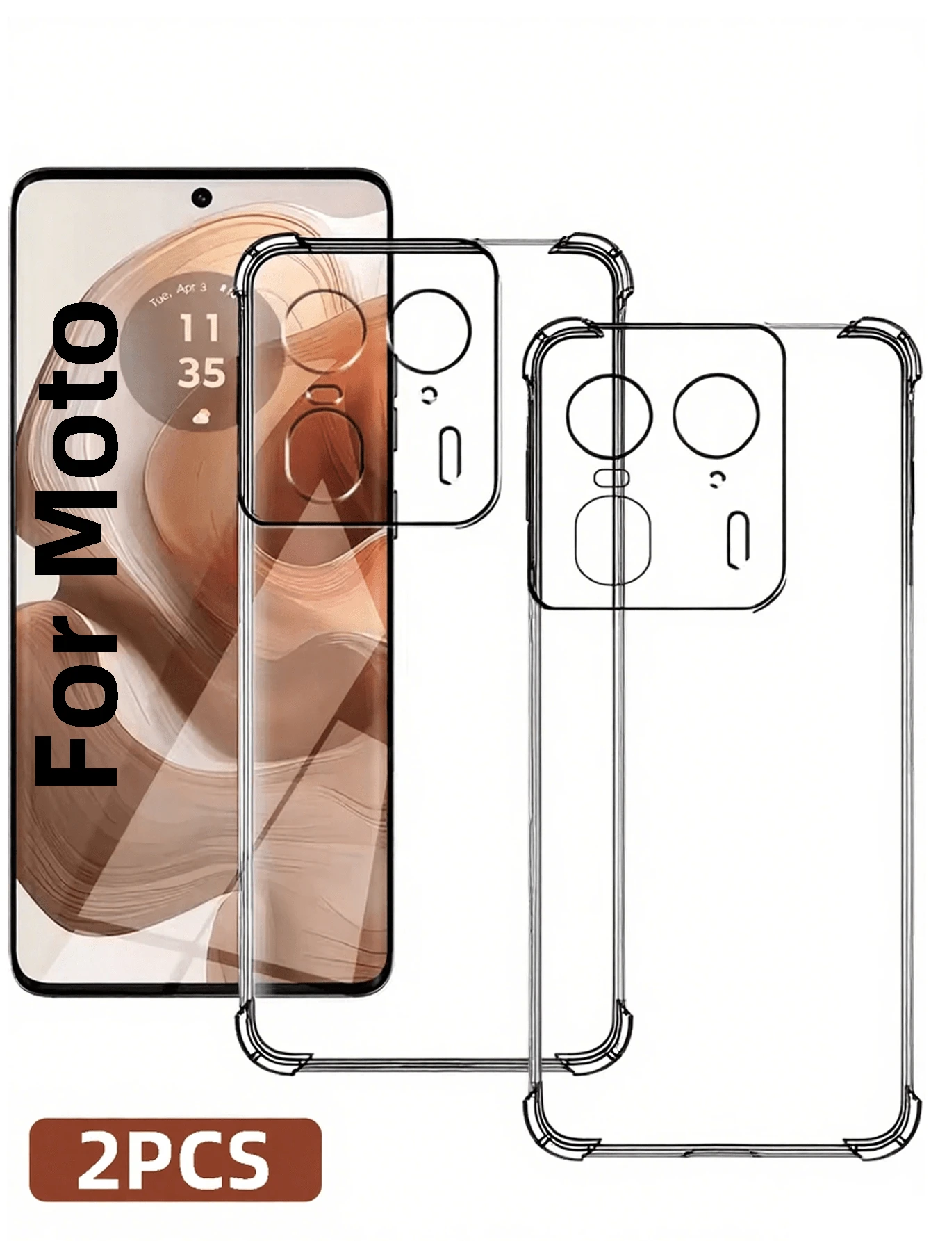 2 st stötsäkert krockkuddeskal med genomskinligt silikonfodral till Moto Ultratunt, genomskinligt, mjukt TPU-bakstycke, vattentätt, falltåligt, reptåligt