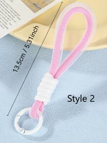 1 Cordón para teléfono móvil en estilo macaron de alta calidad con trenzado a mano y 3 estilos frescos (los colores se enviarán al azar). Colgante de llavero, accesorio para bolso, regalo casual para familiares, amigos, madres, cumpleaños, festividades.