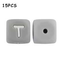 15件/26件，12MM灰色字母（A-Z）硅胶方珠，适合DIY手工吊坠装饰，适合DIY珠宝制作、钥匙扣、手链、挂绳和笔珠，钥匙扣制作材料 - 彩色 - 查看 39