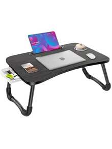 Laptop Bed Tray Desk, Adjustable Laptop Table, Foldable Laptop Desk With Storage Drawer And Bookstand For Eating, Working, Writing, Gaming, Drawing - Mẫu màu đen thông thường - Xem 1