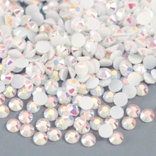3mm/2000pcs, 4mm/1000pcs, 5mm/500pcs Jelly White AB Flat Back Resin Rhinestones, High Quality Resin Crystals For DIY Decorations