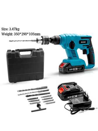 21V Rechargeable Brushless Cordless Rotary Hammer Drill Electric Hammer Impact Drill Expansion Screw Concrete Drilling Wall, Best Choice For Home Use