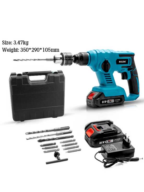 21V aufladbarer bürstenloser kabelloser Bohrhammer, Schlagbohrmaschine, Elektro-Impaktbohrer, Betonbohren, Wandbefestigung, beste Wahl für den Heimgebrauch