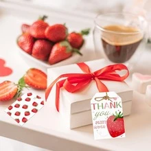 30 Piezas Etiquetas de Agradecimiento con Diseño de Fresa "Gracias por Tanto", Artículos de Fiesta de Baby Shower, Boda o Cumpleaños con Temática de Frutas Dulces para Decoraciones y Regalos