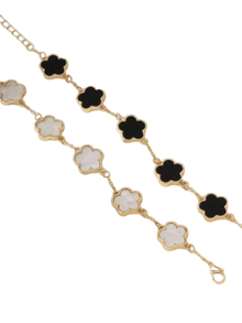 1/2 Pieces Fashion Classic Black And White Clover Design Bracelet Set Or Butterfly Decoration Accessories, Healing Crystal Bracelet For Spiritual Energy Healing, Suitable For Daily Wear, Ideal Gift For Girlfriend, Wife Or Partner