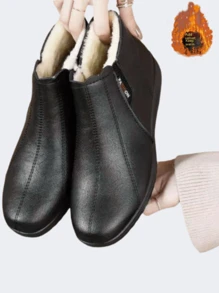 Women Winter Warm Wear-Resistant Short Boot, Fashionable & Versatile Snow Boot, Retro Ankle Boot, Christmas Gift For Mom