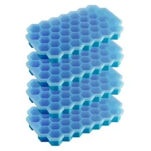 1/2/4件37格硅胶蜂窝冰格带盖冰块模具自制家用制冰盒速冻易脱模冰膜 - 藍色 - 查看 8