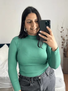 Blusa Cacharrel Feminina Canelada 3D Manga Longa Tecido de Alta Qualidade Outono Inverno