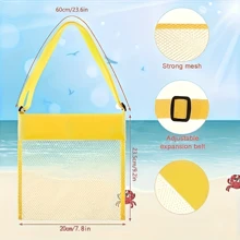 1pc Colorful Mesh Beach Bag, Breathable Handbag With Adjustable Straps, Outdoor Picnic Shell Digging Storage Bag, Foldable & Adjustable Bag, Essential Holiday & Beach Toy Bag, Shell Collection Bag, Storage Bag, Sand Digging Tool Bag, Summer Travel Crossbody Bag, Suitable For Teenagers & Adults Beach, Swimming Party Accessories, Breathable Tote Bag, Applicable For Camping, Beach, Swimming, Water Sports, Travel, Multipurpose Outdoor Leisure Bag, Beach Essentials, Beach Accessories