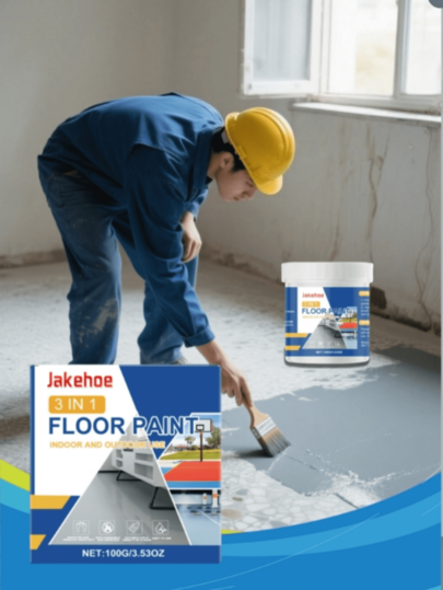 100g Pintura de piso 3 en 1, resistente al agua, anti-desgaste, anti-filtración, de secado rápido, adecuada para sitios de construcción y pisos del hogar, imprimador multiusos para pisos