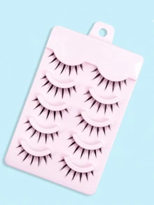 化妆假睫毛，5 对漫画睫毛，纤细动漫假睫毛自然外观，蓬松尖刺娃娃睫毛，卡通睫毛，0.3-1.2 厘米