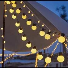 1 个 LED 太阳能防水 G50 白色球形灯泡，户外露营氛围灯串帐篷装饰、花园、万圣节、圣诞派对装饰灯 - 白色 - 查看 8