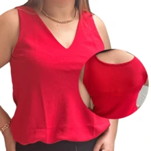 Kit Of 2 Women's Basic Social Tank Tops With Thick Straps, V-Neck, Lined In Duna Fabric - 綠色和紅色 - 查看 5