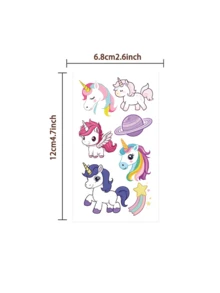 Süße Cartoon-Einhorn-Jungen- und Mädchen-Temporärtattoos, leuchtende Sticker, wasserfeste simulierte Körperbemalung-Sticker, rechteckig, gültig für 2-5 Tage, fröhliche Arme, Cartoon-Modesticker im Y2K-Stil, Bürobedarfs-Sticker, Geschenke zum Kindertag, Ostern