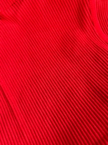 3676A-6T - Women's Cropped Tank Top, High Neck, Ribbed, Seamless, Polyamide, Minimalist Style / Lightweight - Red - View 2