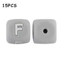 15件/26件，12MM灰色字母（A-Z）硅胶方珠，适合DIY手工吊坠装饰，适合DIY珠宝制作、钥匙扣、手链、挂绳和笔珠，钥匙扣制作材料 - 彩色 - 查看 26