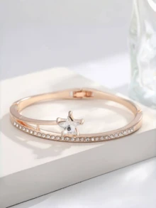 2pcs/Set, 1pc Women's Bracelet Made Of Alloy Stars And 1pc Quartz Watch, Suitable As A Beautiful Gift For Valentine's Day, Christmas, Graduation, And Couples.