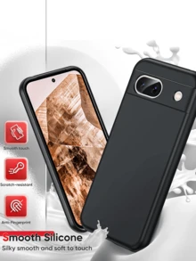 2Pcs Silicone Case Compatible With Google Pixel, Full Body Silky Soft Touch Phone Case With Camera Protection, Shockproof Cover With Microfiber Lining, Black - Black - View 5