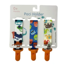 Kit 3 Universal Pacifier Clips For Babies - Unisex Clip - 汽車+怪物+大象 - 查看 1