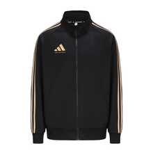 Adidas 阿迪达斯撞色条纹户外休闲运动夹克 - 黑/金 - 查看 2