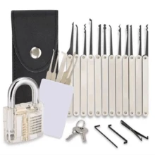 22 件撬锁套装，包含透明练习锁、15 件撬锁工具和信用卡开启器，适合初学者和专业锁匠 - 彩色 - 查看 1