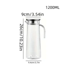 7PCS透明冷水壶，配不锈钢盖和木盖，6个透明杯体，大小漏孔V型防漏喷嘴，水流顺畅 - 用于果汁、牛奶、冷热饮品，家庭餐厅、酒店水壶，适用于家庭厨房、客厅、餐厅、酒吧、派对、户外露营和花园聚会，轻巧耐用，秋季便携