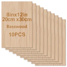 10 块薄椴木工艺木板，多种尺寸可选，轻质木板适用于房屋、飞机、船、船舶、学校项目、木制 DIY 装饰