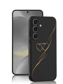 1个时尚创意金色双心防震防滑黑色手机壳，兼容 17/17 Air/17 Pro/17 Pro Max，兼容荣耀，兼容红米，兼容三星Galaxy A04e/A05s/A13/A14/A15/A34/A35/A50/A52/A53/A54/S21/S22/S23/S24/S25/S25 Ultra，6A/7A/8A，12T/13T/14T，国际版，非国内版 - 黑色 - 查看 2