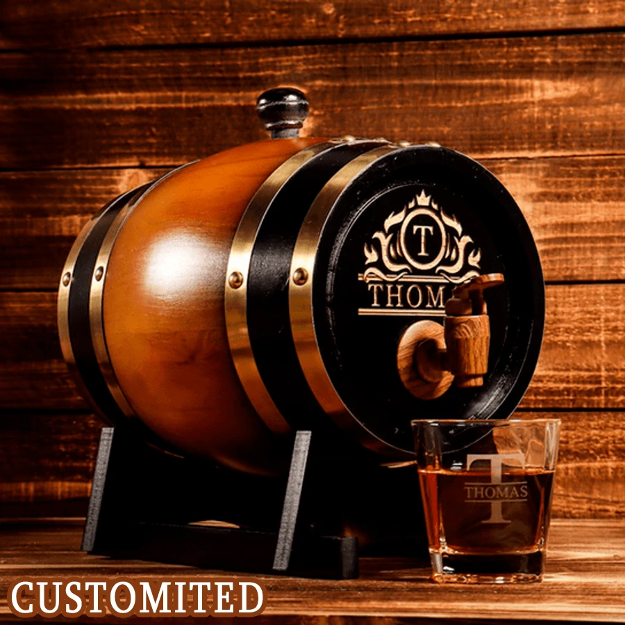 Barril de whisky personalizado grabado de 3L | Mini barril de madera de whisky | Regalo de boda | Regalo para padrinos de boda | Regalo de cumpleaños | Barril de madera | Regalo para él, multifuncional, duradero, ornamental, reutilizable, exquisito, elegante, de alta calidad, colorido, moderno, personalizado, único, regalos ideales para ella, novio, papá, novia, mamá, familia, amigos, salón de té, hogar, jardín, oficina, para aniversarios, para el Día de San Valentín, para el Día de la Madre, para cumpleaños, para el Día del Padre, para graduación, para bodas, para inauguración de la casa