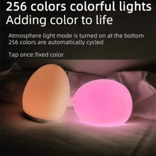 Rechargeable Egg-Shaped Night Light With 7 Color Modes, Adjustable Warm White LED, Suitable For Teen Sleep, Touch Controls And Timer - Battery Life Up To 100 Hours, Suitable For Room Decor, Bedroom Light