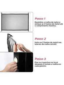 Tela De Segurança Nylon Proteção Cercado Para Pets Cães Gatos 180x72CM - Preto - Visão 2
