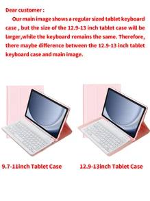 Tastaturhülle kompatibel mit Galaxy Tab und iPad, Redmi Pad Se, mit abnehmbarer kabelloser Bluetooth-Tastatur (150 mAh) und Stifthalter (Rosa)
