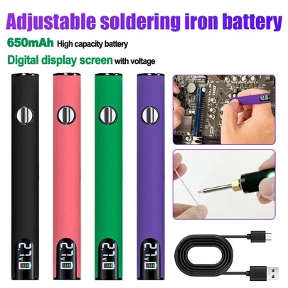 650mAh 미니 전기 납땜 인두 키트, 휴대용 스마트 배터리 펜 용접 도구, 개인 DIY 도구 - 표준 510 스레드, 디지털 전압 디스플레이, 충전식 배터리, USB-C 고속 충전, 3 전압 조절 가능, DIY 프로젝트 및 전자 제품 수리에 적합 (납땜 인두 팁은 별도로 구매해야 함)
