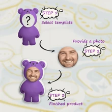 1 Pernă foto personalizată, Ursuleț violet, Amuzant, Tetieră personalizată, Companie, Potrivită pentru Ziua Tatălui, Ziua Mamei, Halloween, Crăciun, Ajunul Crăciunului, Ziua Îndrăgostiților, Zile de naștere, Aniversări personalizate, Ziua Memorială a Soldaților, Ziua Recunoștinței, Paște