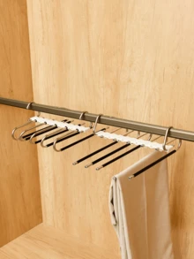 1pc Multipurpose Foldable Pants Hanger/Rack With Multilayer & Hanging Design, Fashionable & Minimalist Black Stainless Steel, Comes With Non-Slip Tube & Clothes Hanger Hole, Suitable For Storing Various Sized Pants/Ties/Towels While Saving Space, Convenient & Practical With No Trace Non-Slip Feature,Spring,Minimalist,Summer Tops - Clothes and pants storage rack (black) - View 3
