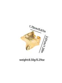 1 Stück asymmetrischer quadratischer Ring aus Edelstahl mit Falten, modisch, in einzigartiger Goldfarbe, geeignet für täglichen Gebrauch, Partys, Urlaubsschmuck
