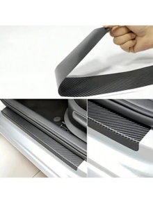 Easypie Selection 4pcs Car Threshold Protection Sticker Carbon Fiber Sticker Paper Car Door Scratch Scrape, Prevent Dirt Step The Pedal The Rear Box Protective Bar