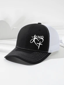 1 件男女通用心形和十字印花网眼棒球帽，可调节太阳帽，户外运动帽，节日礼物，适合日常佩戴