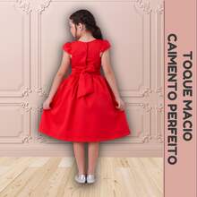 Children's Dress Girl's Round Party Wedding Baptism Graduation Youth Birthday Princess Style - Red - View 5