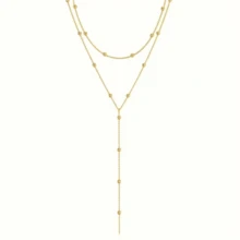 Simple Style Double-Layer Gold Alloy Round Bead Necklace, Sexy Party, Daily Ladies Y-Shaped Clavicle Chain Valentine's Day Gift, All-Purpose Accessories To Wear All Year Round, Exquisite Beads Gold-Plated Chain, High-End Fashion Jewelry, Exquisite Gift For Her - Vàng - Xem 9