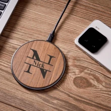 Personalized Customization Wooden Qi Charger Pad - 15W Fast Wireless Charging Station, Wooden Wireless Charger, Custom Name Engraved Charging Station,Groomsmen Gift