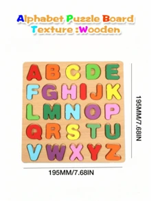 3 合 1 幼儿木制拼图，木制字母数字形状拼图，幼儿学习拼图玩具，适合儿童，3 合 1 幼儿拼图，年龄 3-10 岁。 - 彩色 - 查看 12