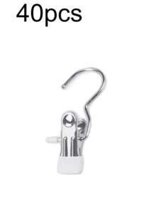 20pcs Premium Stainless Steel Clothes Clip,Adjustable Metal Pants Hanger With Clips, Laundry Clothes Nail With Hook, Portable Hanging Clothes Clip,50/40/30/15/10/5/1pc Wardrobe Organizer, Boot Hangers For Closet, Clips With Hooks, Multi-Function Single Clip Clothes Hanger, Bootleg Clip, For Pants, Hats, Skirts, Socks, Shoes Dress Pants Shoes Boots,Skirt,Spring,Minimalist,Summer Tops - Multicolor - View 15