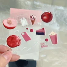 可爱的青苹果果冻树脂贴纸，DIY笔筒，电脑，手机装饰，夏季海洋元素，计划簿剪贴簿贴纸