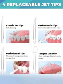 خيط تنظيف المياه الكهربائي، جهاز تهيج فموي قابل للنقل لاسلكيًا، مع 3 أوضاع و4 فوهات، خراطيم كهربائية للعناية بالفم في المنزل، مثالي للرحلات والأعمال والسفر، خيارات هدايا المهرجانات