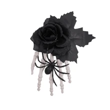 Halloween Black Rose Claw Side Clip - Spooky Spider Skeleton Ghost Hand Funky Hair Clips Headdress For Halloween Home Decor Halloween Decor Fall Decor Room Decor