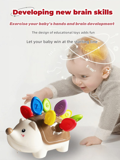 蒙特梭利刺猬玩具，精细动作技能玩具（学习数数），2-4岁幼儿玩具，婴儿学习玩具，婴儿感官玩具，儿童益智玩具，户外玩具，学习资源玩具，洗澡玩具，儿童玩具，花园玩具