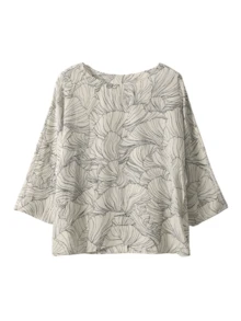 YUXIN Women Summer Loose Abstract Print Thin 3/4 Sleeve T-Shirt, Minimalist Pullover Casual Top