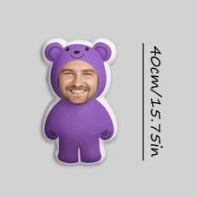 1 Pernă foto personalizată, Ursuleț violet, Amuzant, Tetieră personalizată, Companie, Potrivită pentru Ziua Tatălui, Ziua Mamei, Halloween, Crăciun, Ajunul Crăciunului, Ziua Îndrăgostiților, Zile de naștere, Aniversări personalizate, Ziua Memorială a Soldaților, Ziua Recunoștinței, Paște